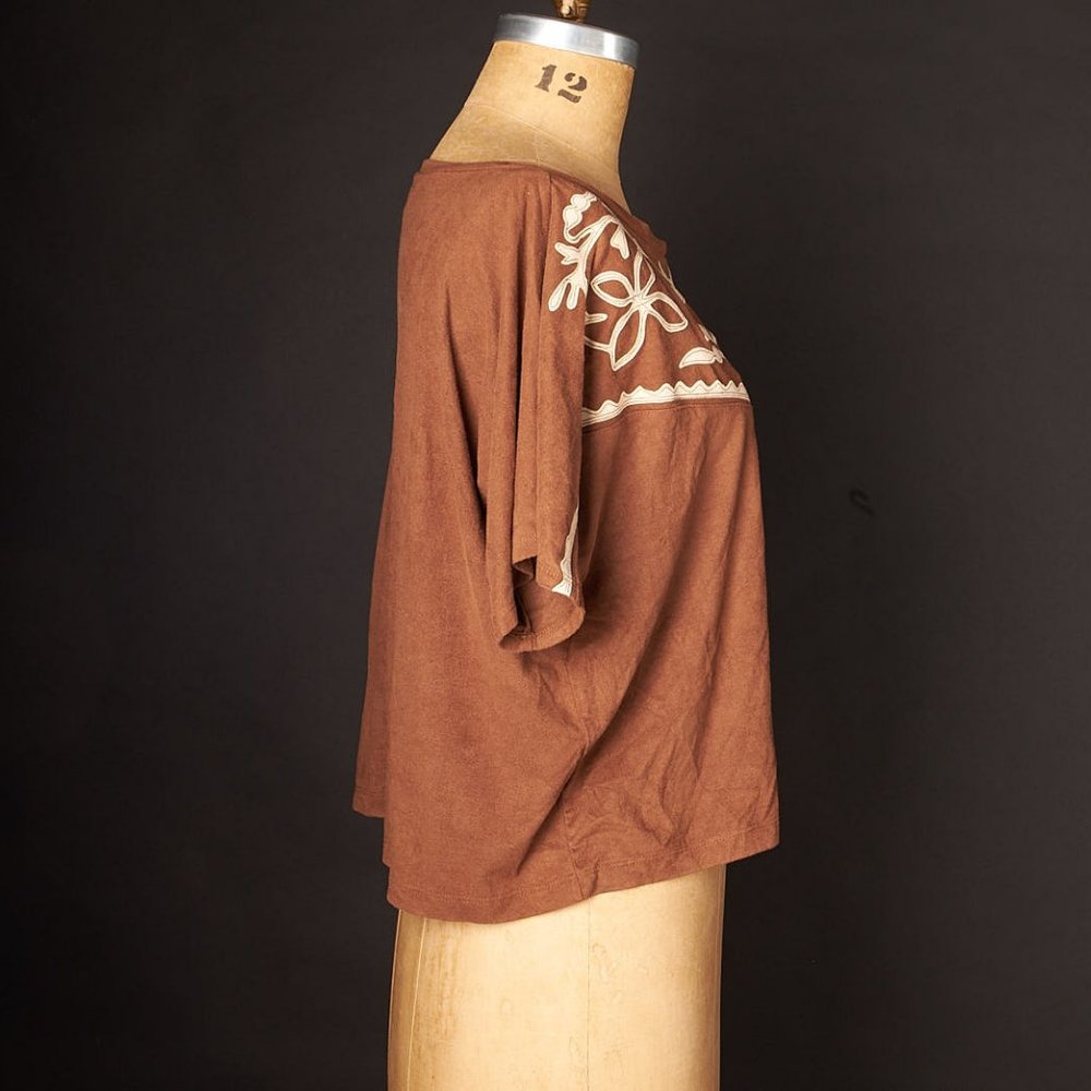 Ralph Lauren Faux Suede Wide Neck Top Shirt